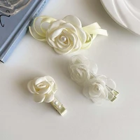 korean flower pearl barrettes female mesh camellia clip fairy side clip hair clips for girls hairpins for women