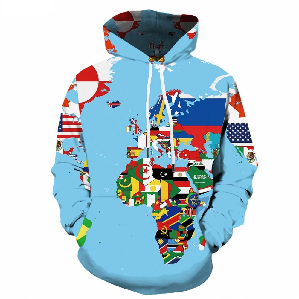 

Somepet Brand Map Hoodie Men World Map Hooded Casual Blue Hoodie Print Mens Clothing Funny Pullover New High Quality