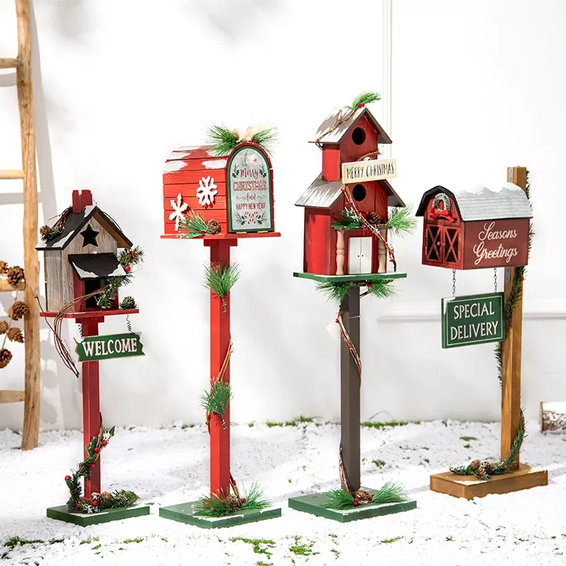 

Рождественские украшения, почтовый ящик для птичьего дома, почтовый ящик для всей семьи, семейный деревянный почтовый ящик ручной работы Ве...