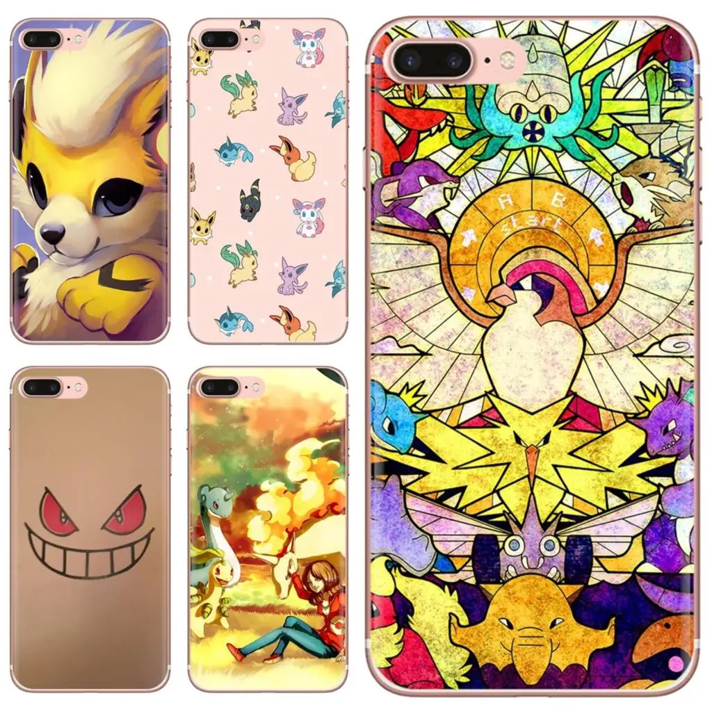 

For iPhone 10 11 12 13 Mini Pro 4S 5S SE 5C 6 6S 7 8 X XR XS Plus Max 2020 TPU Transparent Case Cover Pika Go PokeBall animal