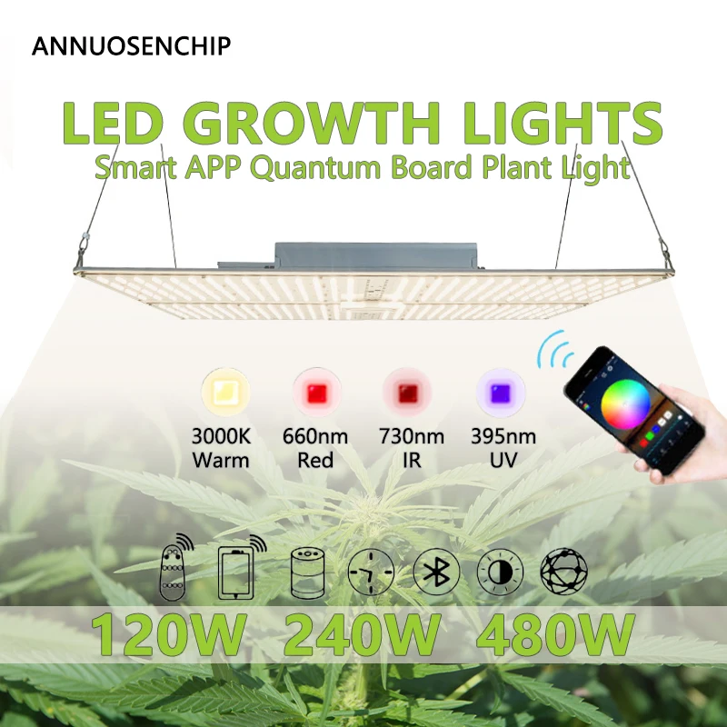 Indoor Full Spectrum Smart LED Quantum Plant Grow Light AC 100-277V 120W 240W 480W Flower Succulent Sapling Lighting Fill Lamp