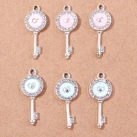 10pcs delicate crystal key charms for jewelry making alloy animal fish love heart star charms pendants for diy necklaces gifts