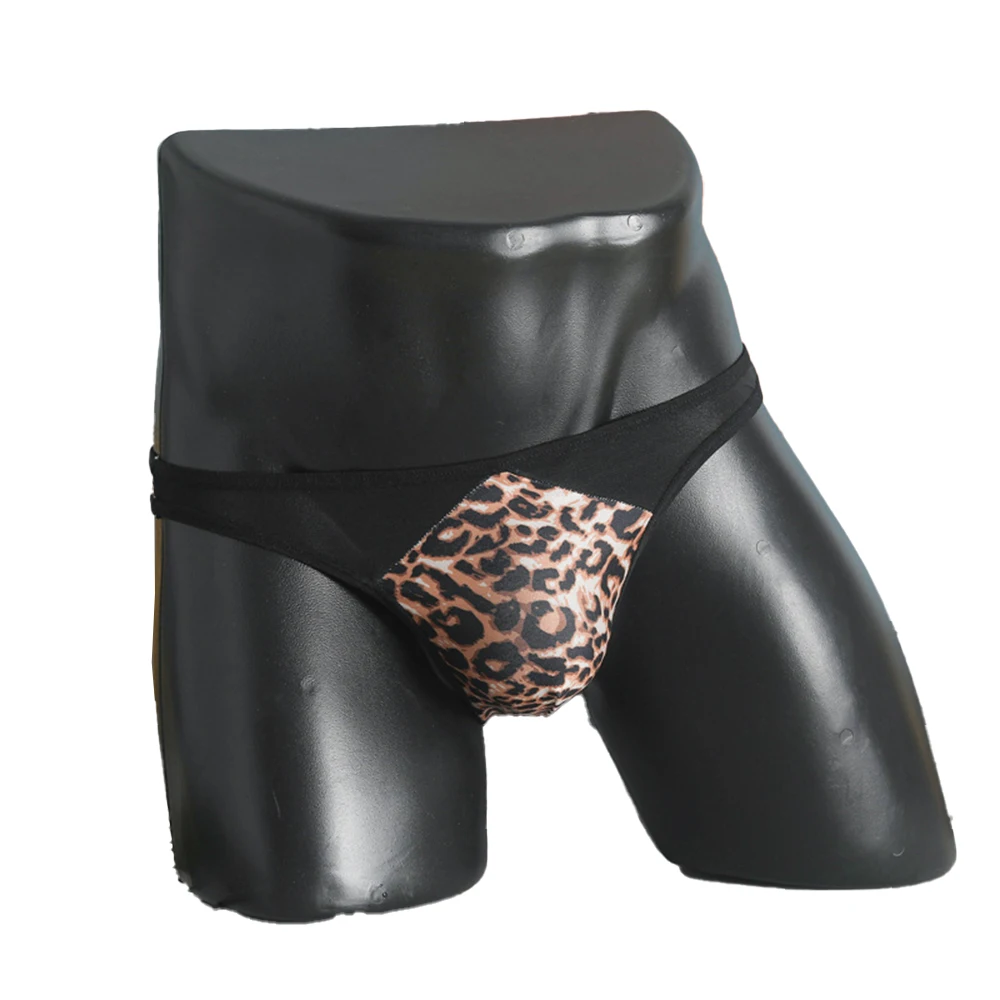 

Men Briefs U Convex Pouch Mens Leopard Print Panties Mid-Waist Sexy Thin Breathable Soft Skin Friendly Underwear Slip Homme