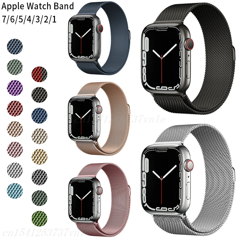 

Metal Watch Strap for Apple Watch 7 41mm 45mm Milanese Bracelet 44mm 40mm 42mm 38mm Stainless Magnetic Loop Band for Series 654