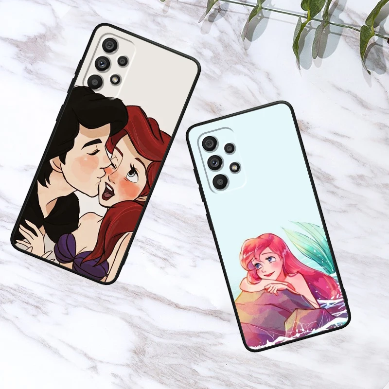 Чехол с маленькой русалочкой для Samsung A53 A52 A33 A32 A51 A71 A21S A13 A73 A55 A22 A23 A35 A72 A54 A12
