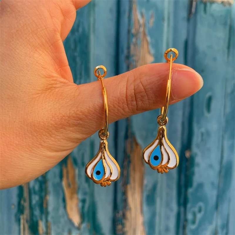 

Creative Retro Greek Evil Eyes Garlic Food Pendant Earrings For Charm Woman Party Jewellery Engagement Wedding Gift For Her