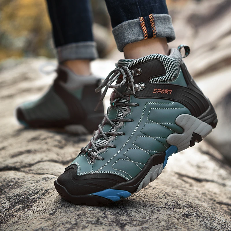 2022 Genuine Leather Men's Hiking Shoes Outdoor Trekking Boots Men Waterproof Hunting Boots Male Mountain Sports Climbing Shoes