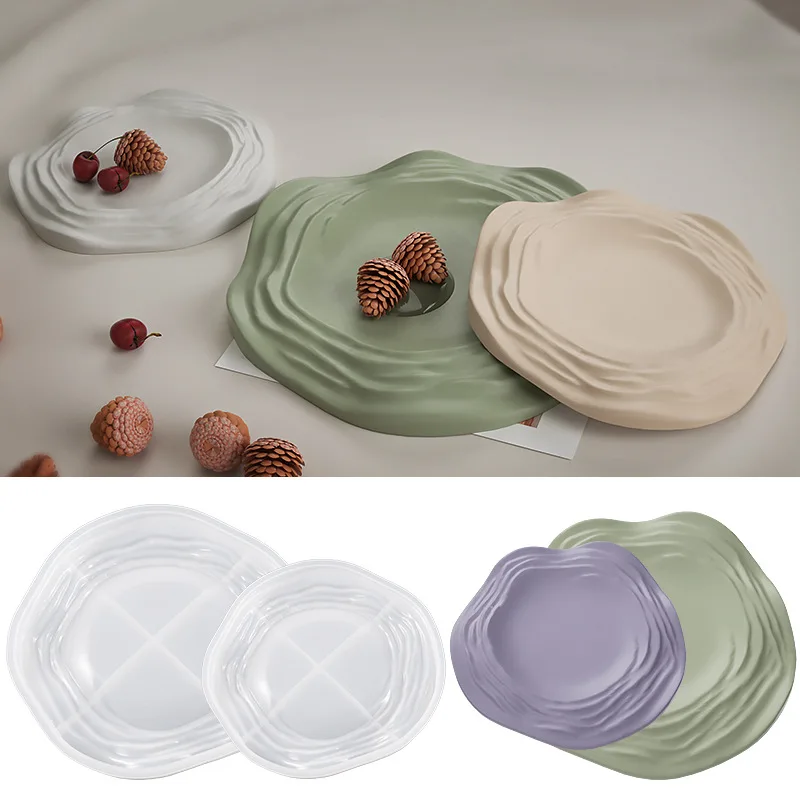 

DIY Crystal Tray Silicone Mold Epoxy Resin Gypsum Cement Plate Cut Round Storage Pen Holder Washing Pen Color Palette Mould