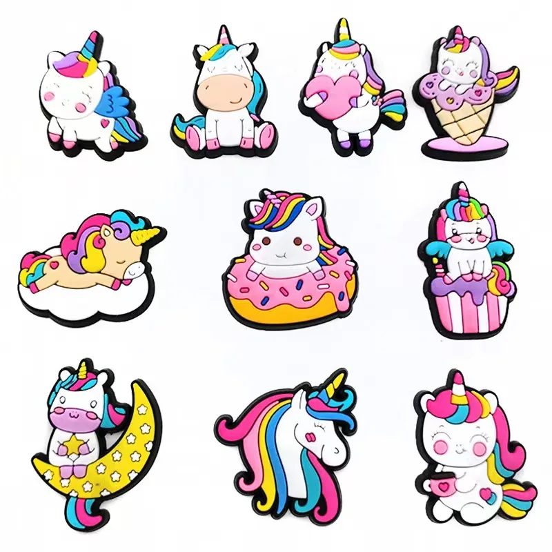 10Pcs unicorn shoe charms PVC shoe accessories Garden shoe decorations for Croc charms jibz Buckle Unisex Gifts And Kids Par