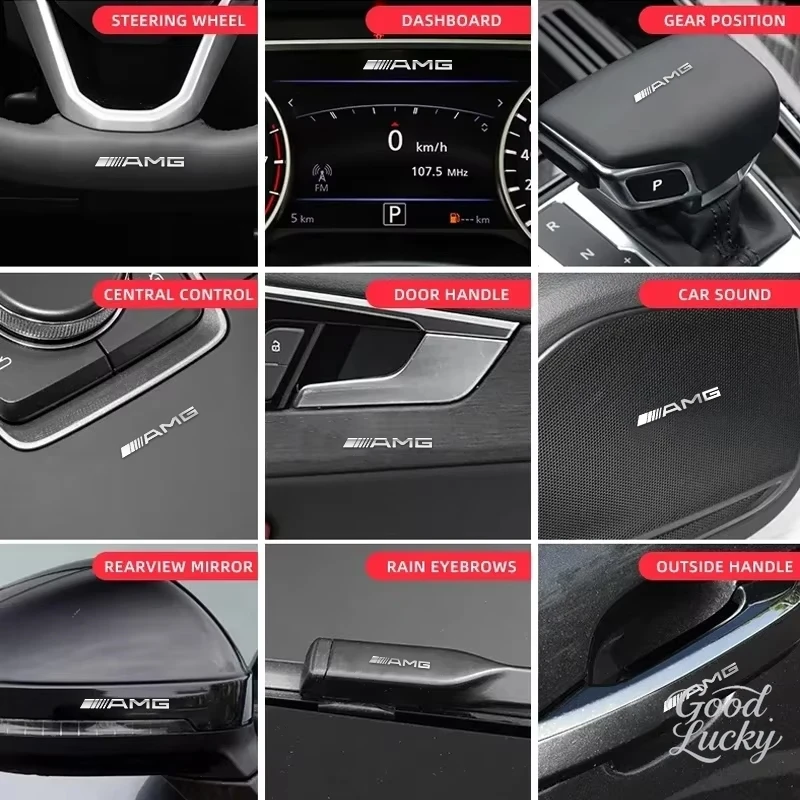 Фото Наклейки-логотипы для декора интерьера автомобиля Mercedes-Benz AMG A C E R M-класса CLA GLA W204 W210 W124 W205 W203. Автотовары. №3