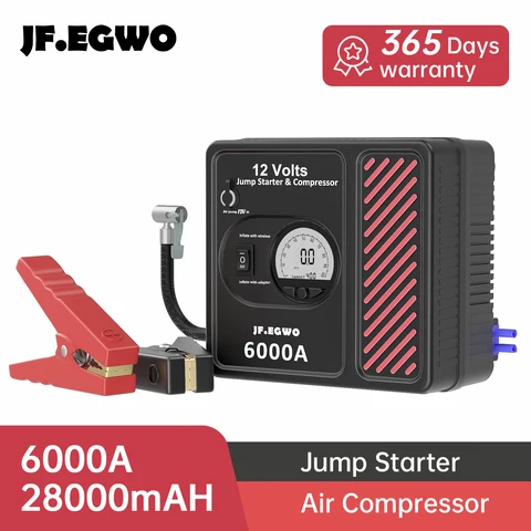 Профессиональное автомобильное пусковое устройство JFEGWO 3000A 6000A, мощный компрессор 24000 мАч 12 В, автомобильный аккумулятор, пусковое устройство, пусковое устройство