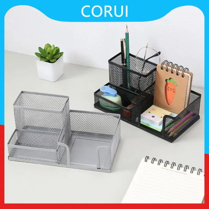 

Multifunctional Combination Pen Holder Metal Iron Art 3Grid Storage Pen Holder Student Stationery Desktop Office Storage Basket