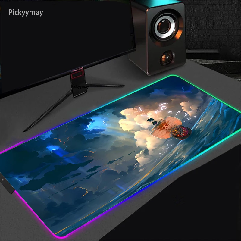 

900x400 Anime One Piece RGB Mouse Pad Large Gaming Cartoon Mouse Mat LED Lighting Mousepad Gamer Computer Desk Mats Table Carpet