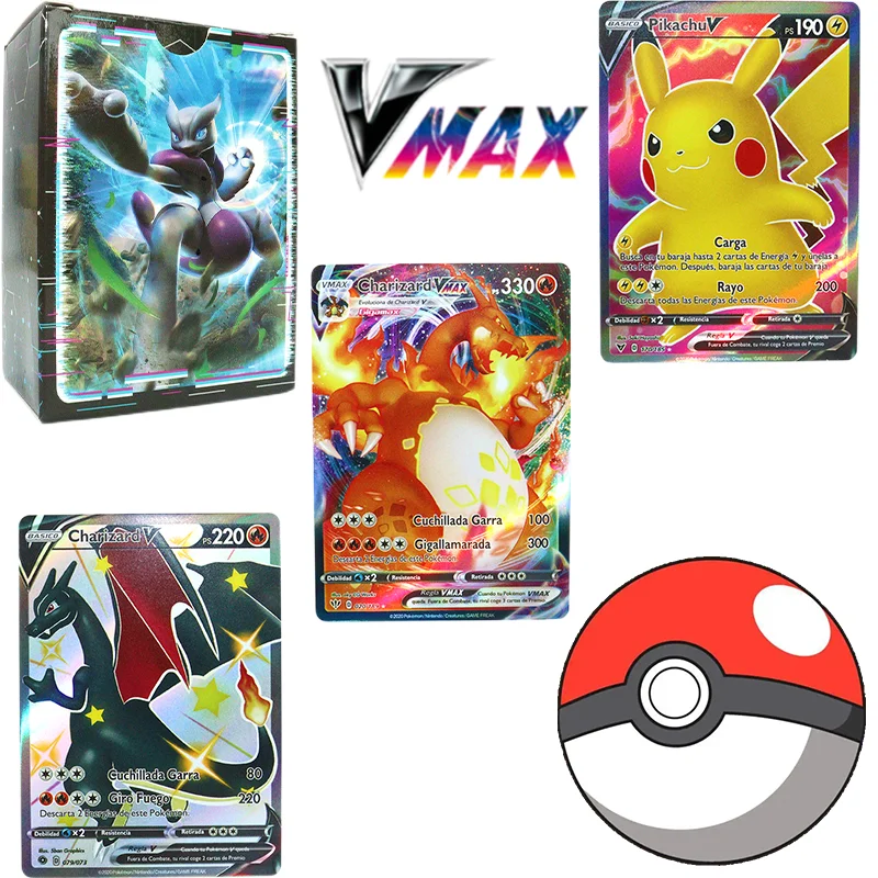 

Anime Game Pokemon Hobby 55-100pcs English French Spanish Card Vmax GX EX Mega Pikachu Charizard The Boys Collection Gifts Toys