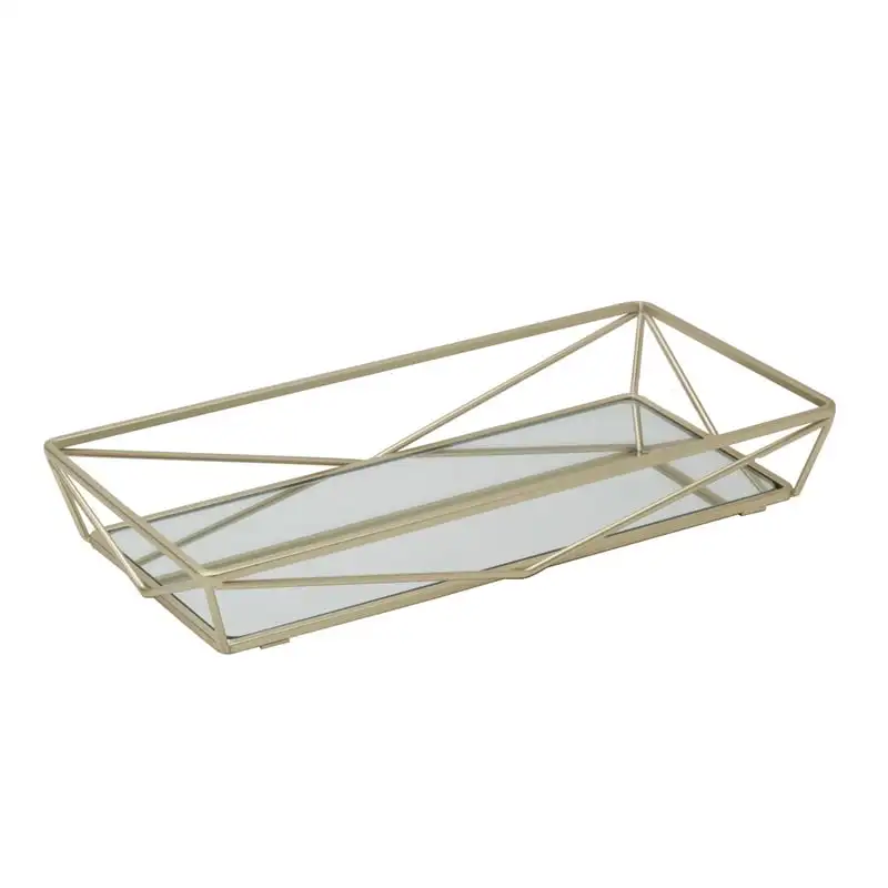 

Trim Rectangular Geometric Vanity Mirror Tray, 14