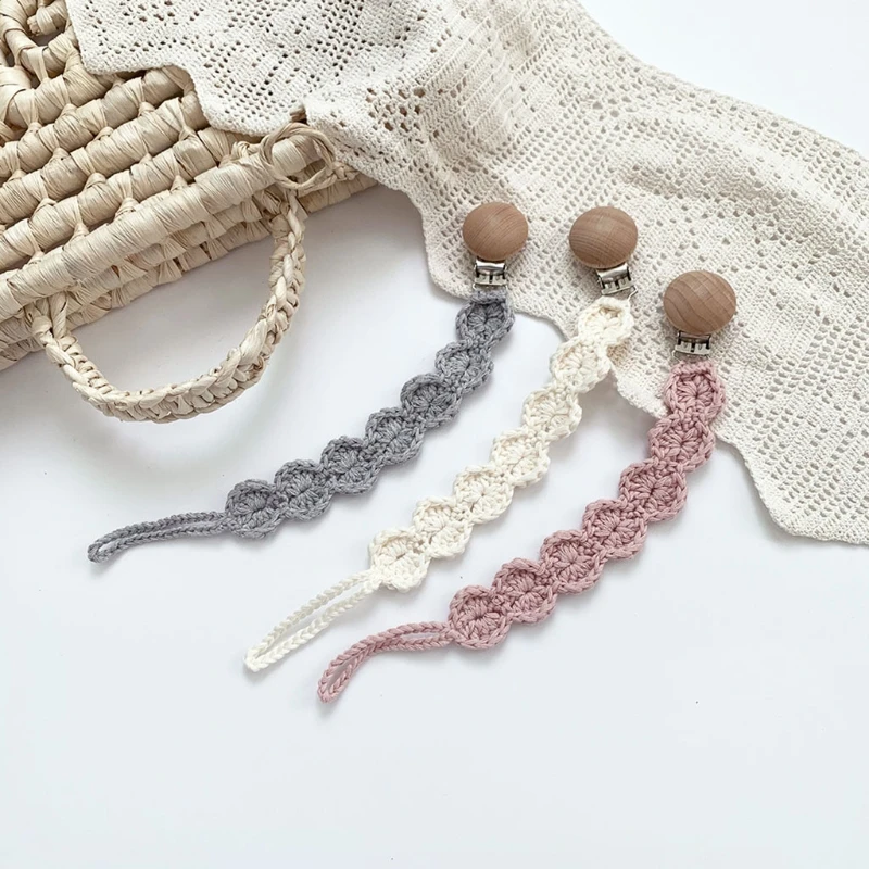 Baby Teething Soother Clip Crochet Pacifier Chain Cotton Woven DIY Dummy Nipple Holder Leash Strap Shower Gifts 54DA