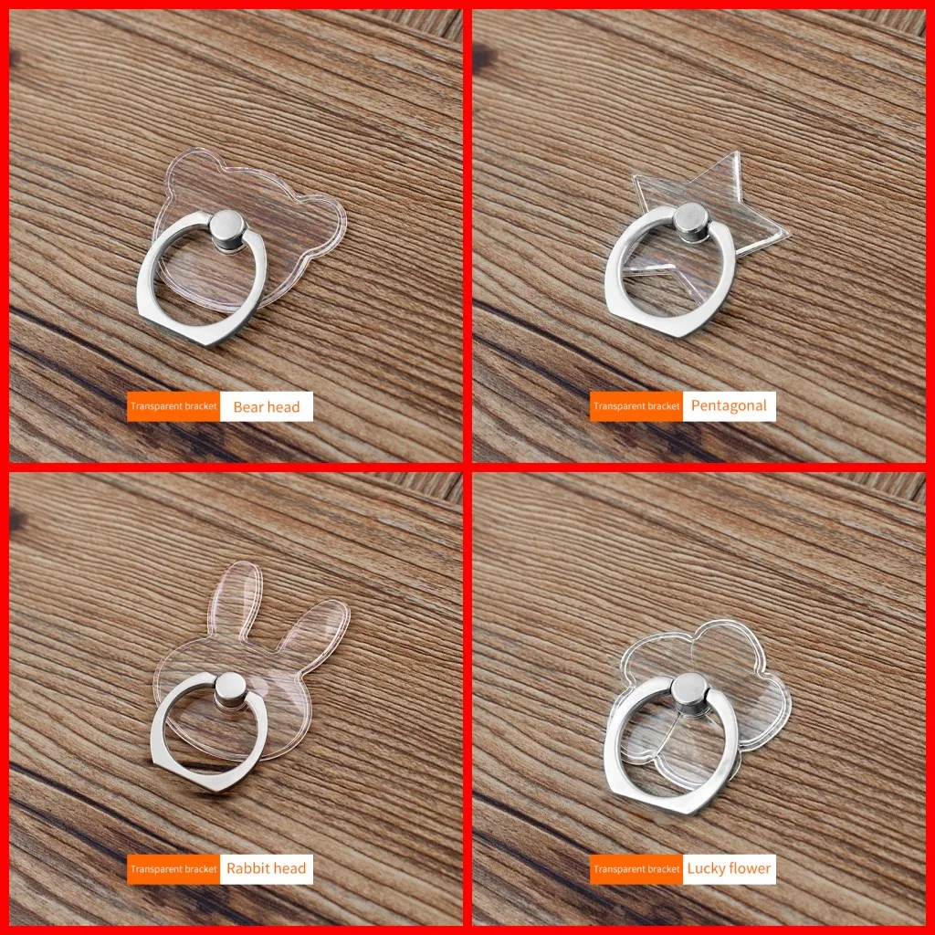 

Universal Transparent Finger Ring Mobile Phone Smartphone Stand Holder For iPhone 12 Xiaomi Samsung Smart Phone Car Mount Stand