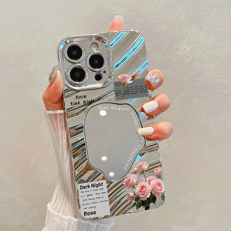 Фото Чехол для телефона INS Butterfly для iPhone 16 Pro, чехол для iPhone 15, 14, 13, 11, 12 Pro Max, зеркало для макияжа с волной, мягкий противоударный чехол-бампер №5