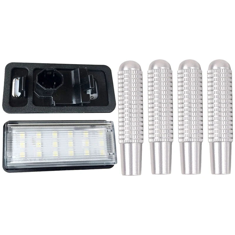 

6 Pcs Car Accessories: 2 Pcs Car License Plate Light License Plate Light & 4 Pcs Car Door Lock Pin Knob Button Cover