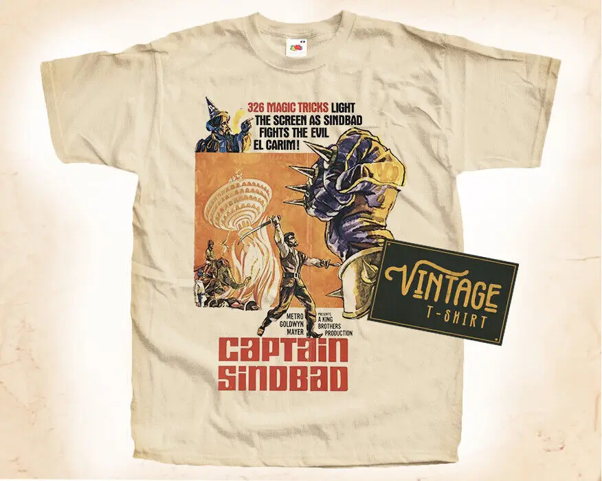 Винтажная футболка с постером из фильма Captain Sindbad размеры от S до 5XL