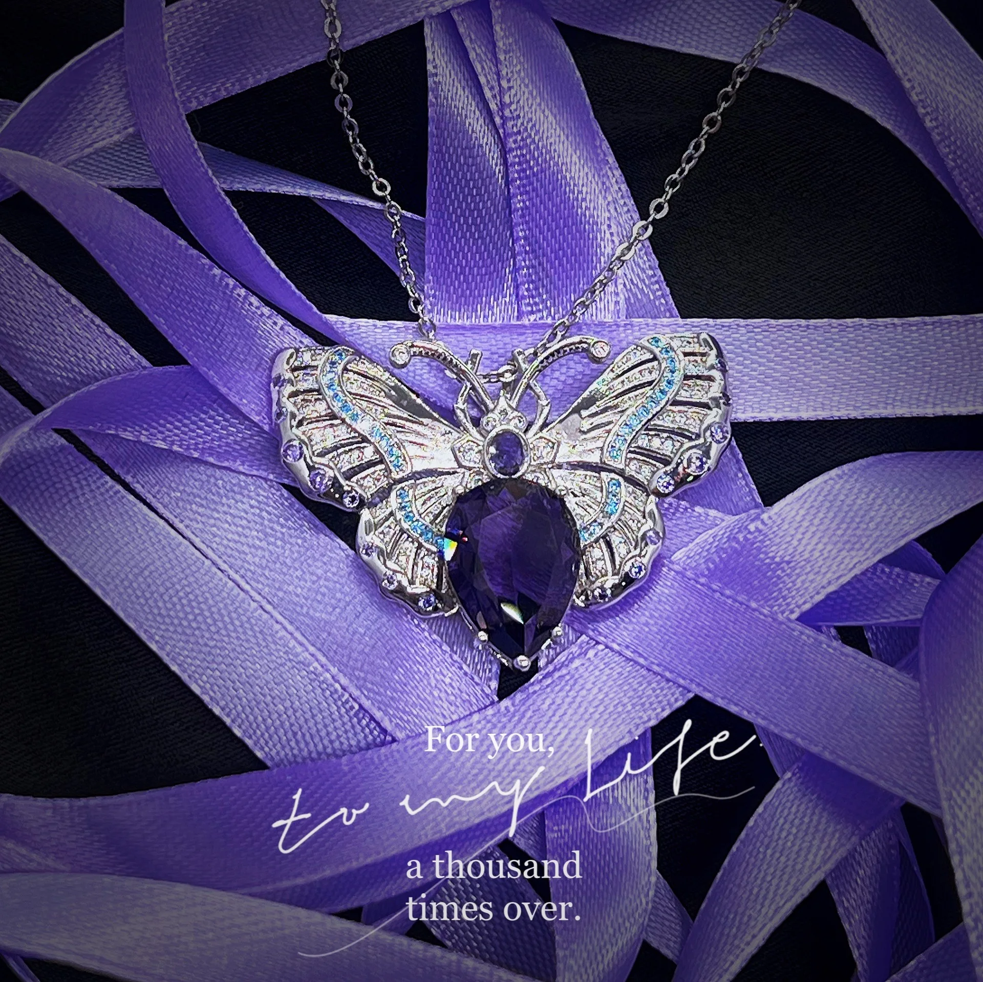 

New Original Female Necklace Amethyst Butterfly Necklace Inlaid High Carbon Diamond Luxury Jewelry Gift Holiday Party Ball
