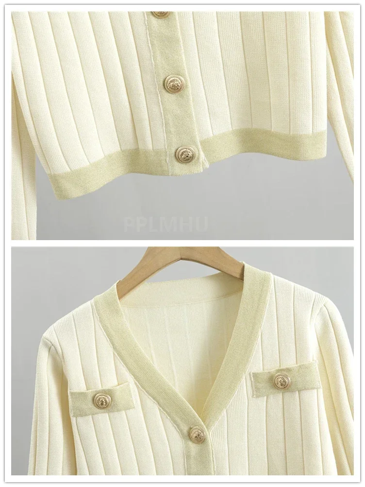 Женский костюм NMZM платье-двойка женский короткий свитер с V-образным вырезом