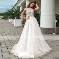 elegant boho wedding dress a line o neck appliques floor length buttons silky organza bridal gown custom made vestidos de noiva