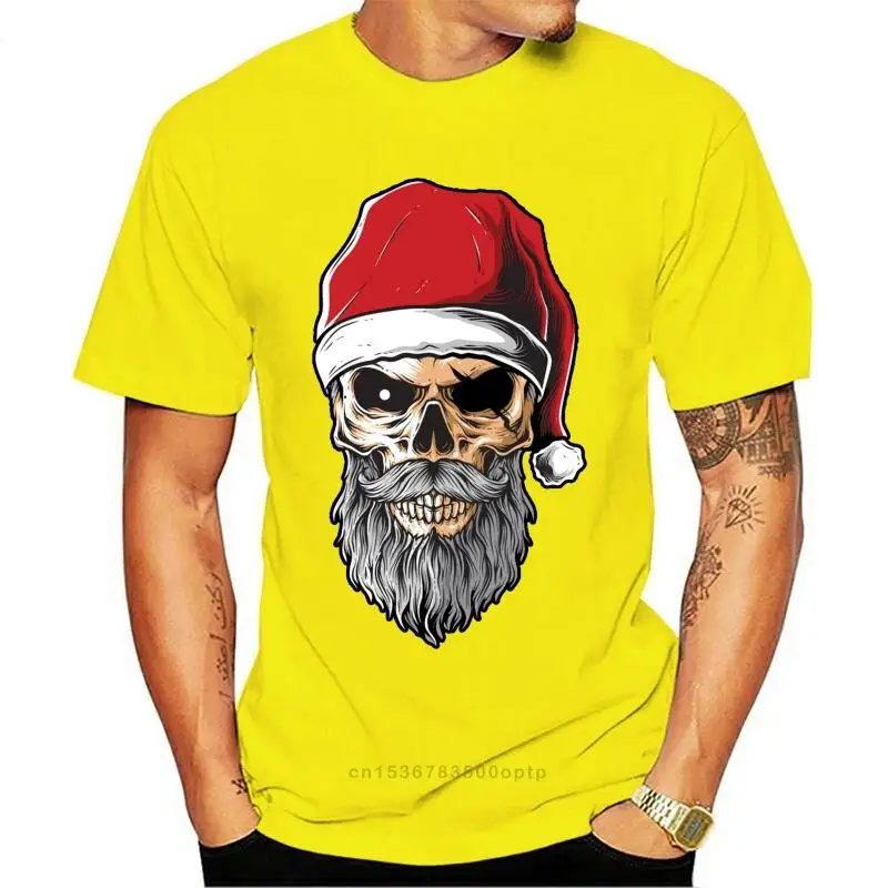 

New Santa Skull T-Shirt Shirt Mens Bath Skull Christmas Ugly Sweater Xmas Streetwear Tops TEE Shirt