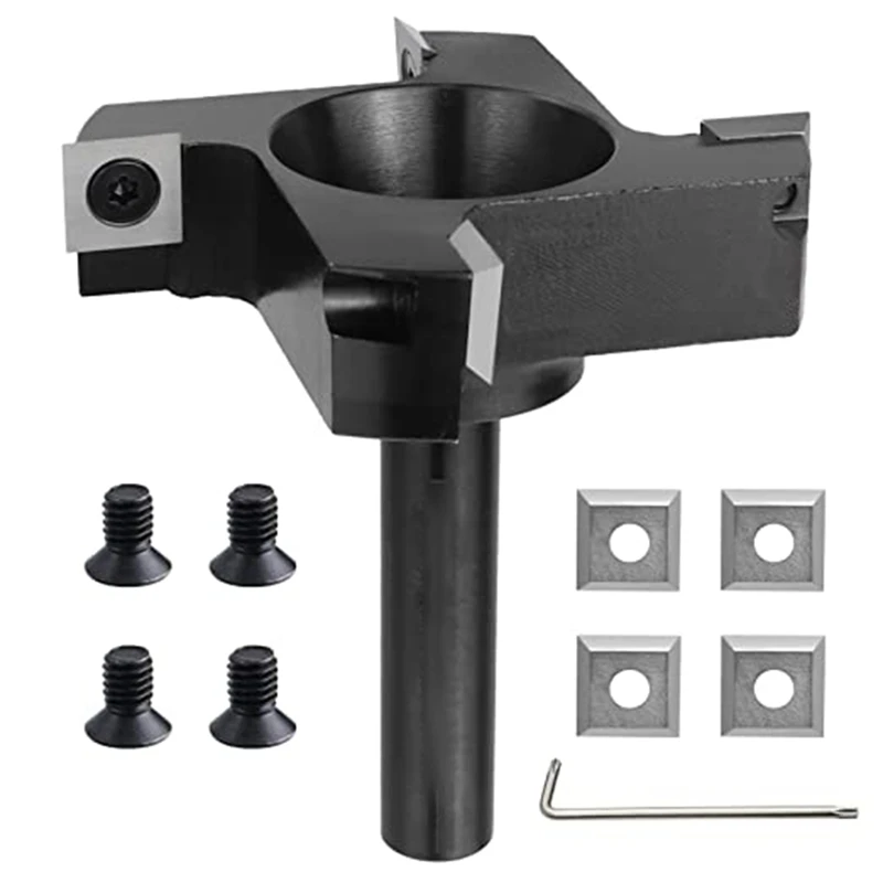 CNC Spoilboard Surfacing Router Bit,1/2Inch Shank 3Inch Cutting Diameter 4 Wing, 4 Replacement Inserts,Woodworking Tools