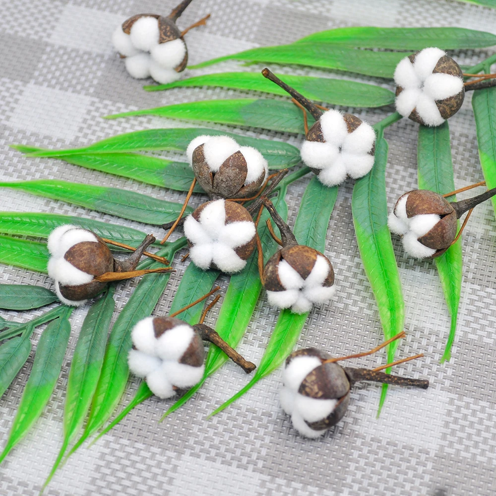 

12 Pcs Artificial Kapok Natural Dried Flowers Simulation Cotton Wedding Room Easter Decor Supplies Diy Wreath Bouquet Gift Box