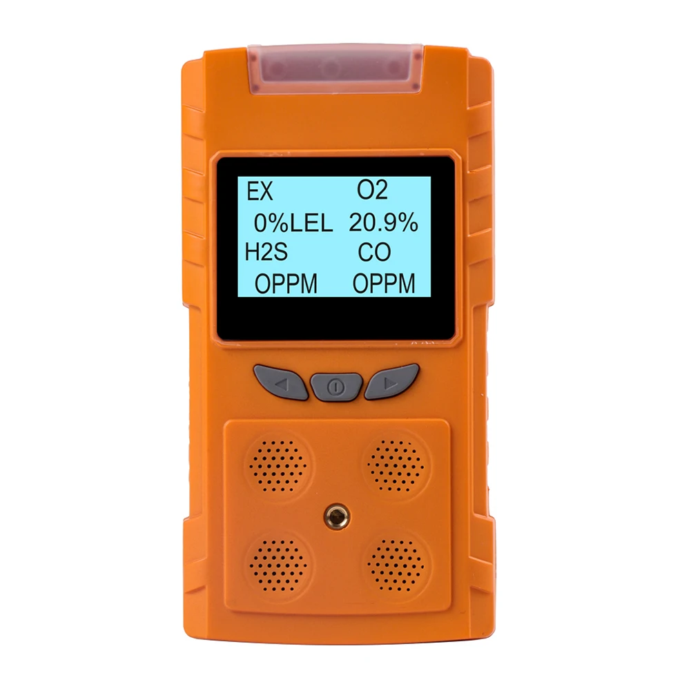 

Portable 4 in 1 O2 CO H2S EX Gas Detectors Acousto-optic Vibration Multi-gas Monitor Sound Alarm Rechargeable LCD Screen Backlit