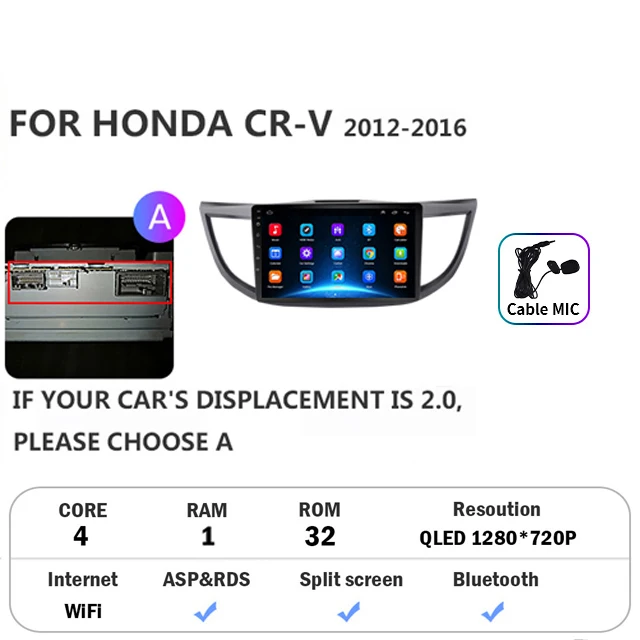 

Автомагнитола на Android, мультимедийный видеоплеер для Honda CRV CR-V 4 RM RE 2012-2016, 2din, 4G, Carplay, GPS-навигация, головное устройство