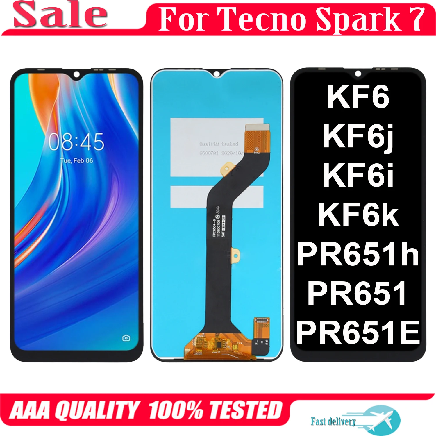 

6.5'' Original For Tecno Spark 7 Spark7 LCD Display Touch Screen Digitizer Assembly KF6 KF6j KF6i KF6k PR651h PR651 PR651E LCD