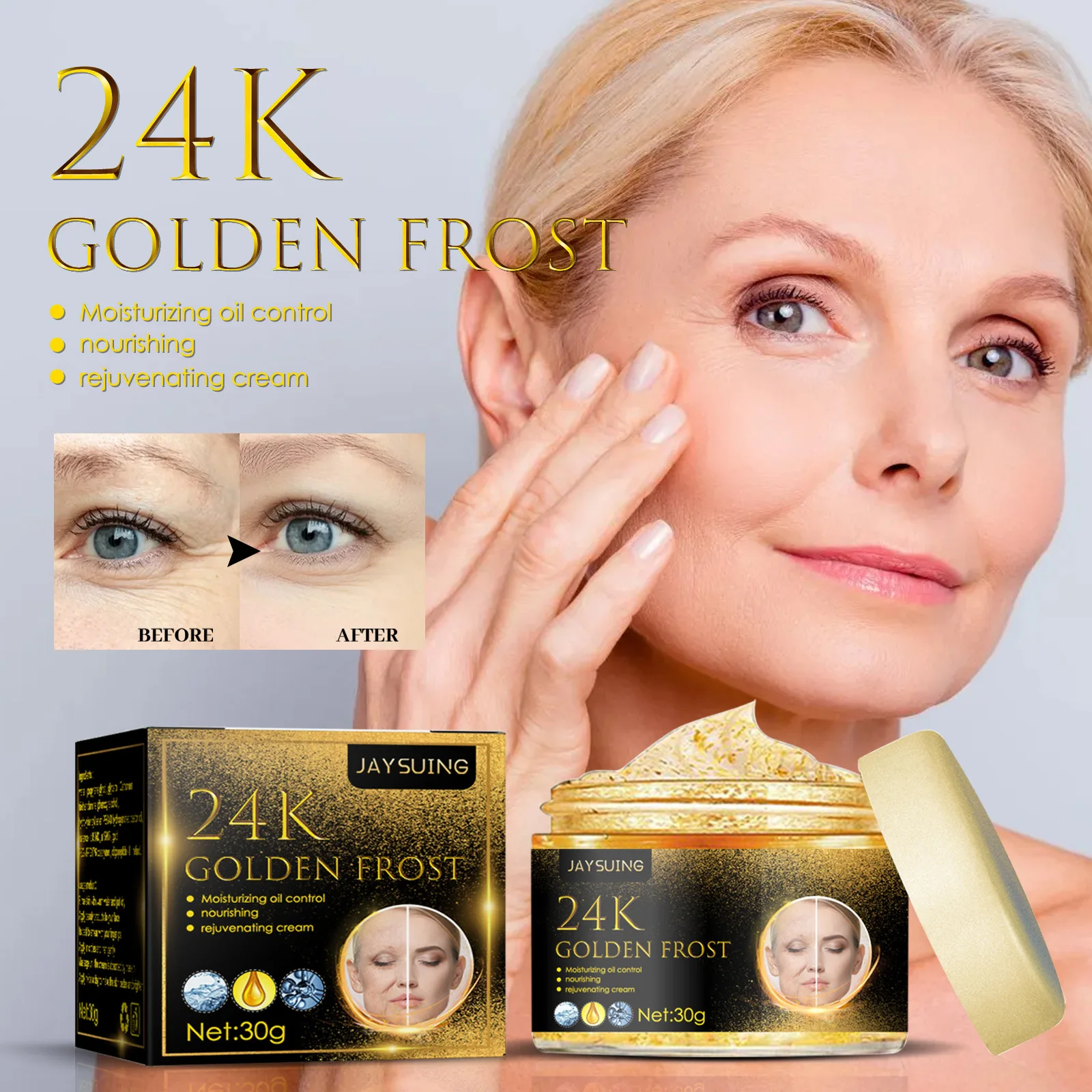 24k Gold Wrinkle Cream Firming Lifting Anti-aging Fade Fine Lines Whitening Brighten Skin Moisturizing Face Beauty Care Products