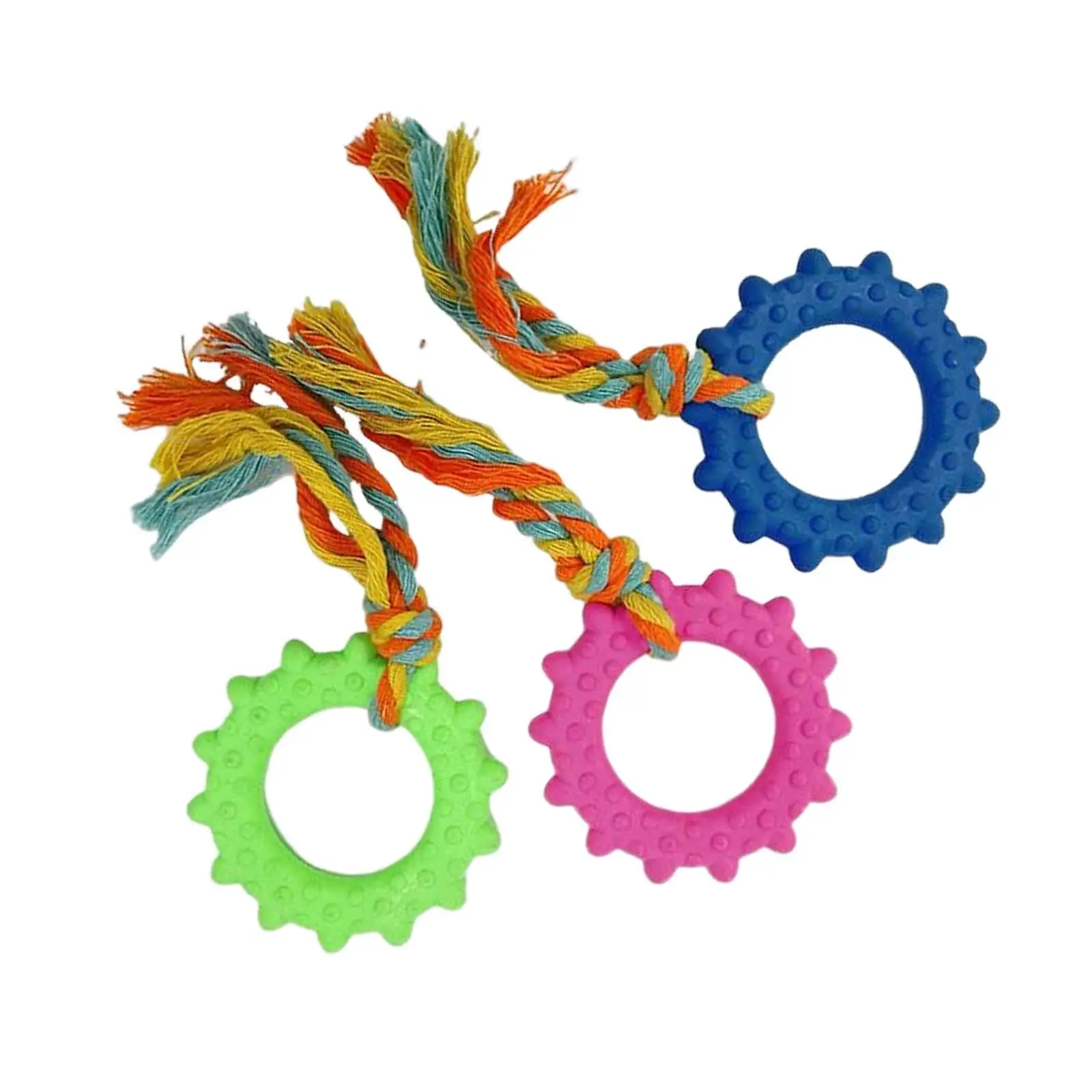 

Прочные жевательные игрушки для собак, 3 шт., с вязаной веревкой, резиновый круг, интерактивные домашние животные для средних собак, больших кошек