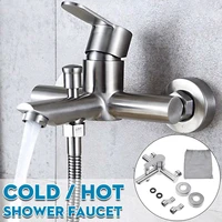 wall mount water mixer cold hot 304 stainless steel triple valve nozzle tap bathtub faucet shower faucet bathroom accessories