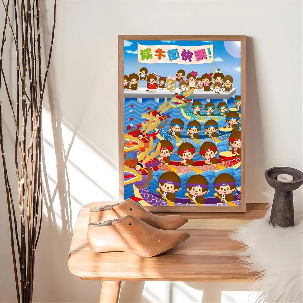 Мультяшный липкий постер M-Monchhichi DIY необычная Наклейка на стену для гостиной бара