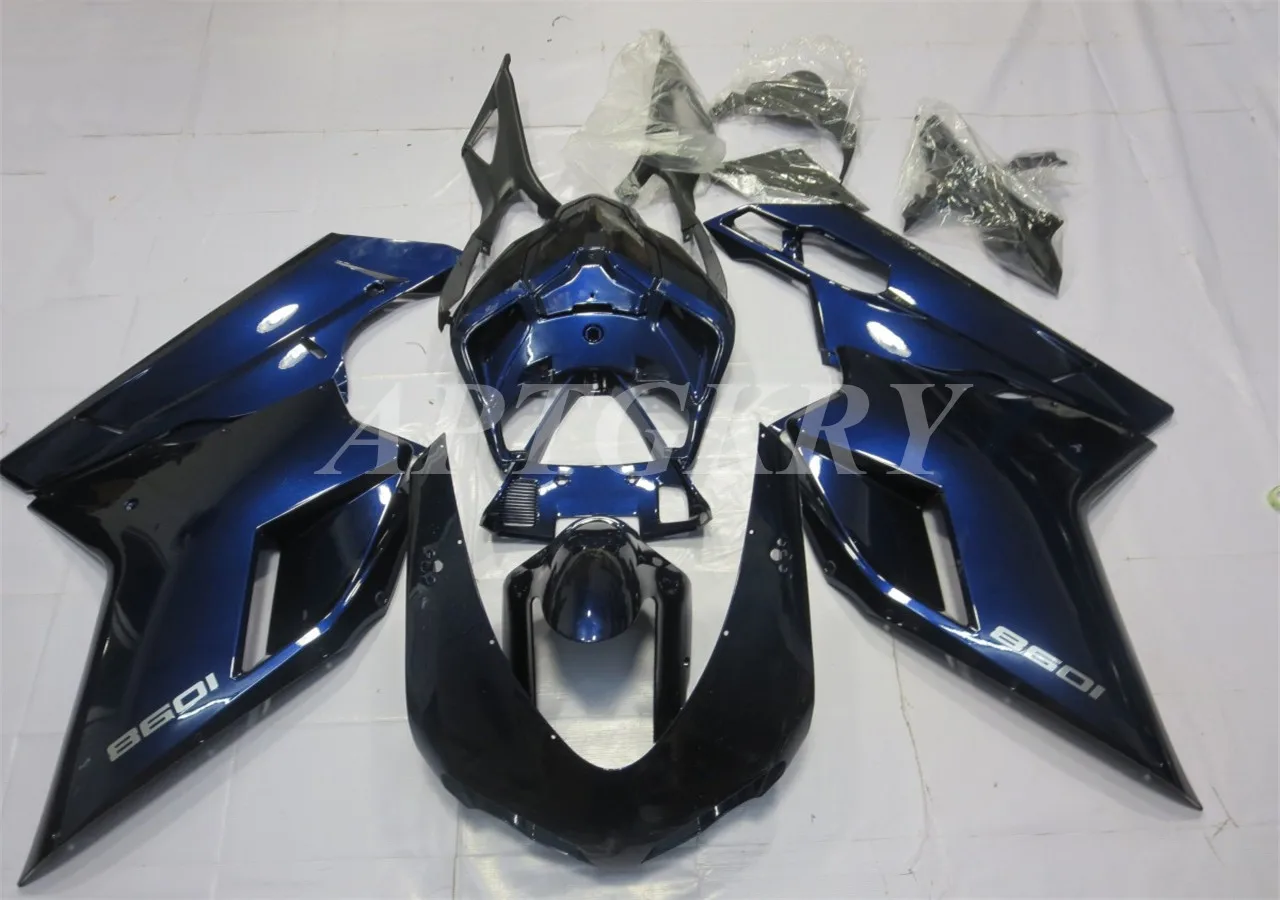

New ABS Plastic Shell Motorcycle Fairing kit Fit For Ducati 848 evo 1098 1198 2007 2008 2009 2010 2011 2012 Custom Blue Black