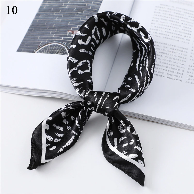 

Wholesale Small Square Scarves Kerchief Hair Tie New Satin Scarf Women Design Print Foulard Neck Scarves Hairband Female Scarf