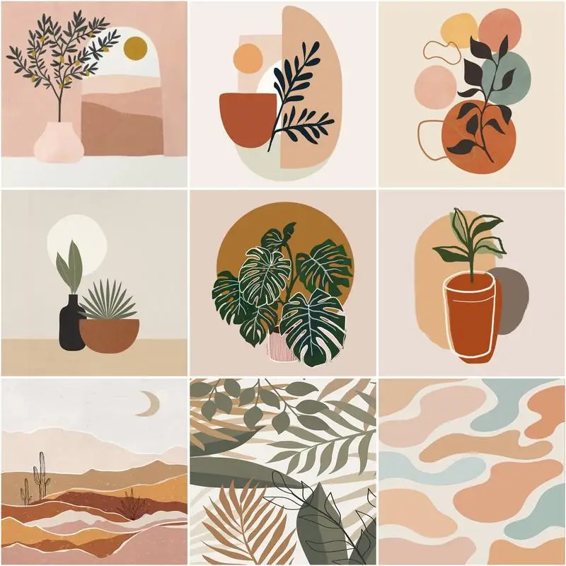 

Diy Painting By Numbers For Kids Modern Leaf Wall Art Picture By Numbers Diy Gift Home Abstract Decors For Living Room