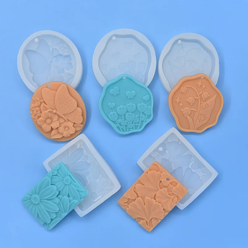 

Multi Flower Silicone Mold Butterfly DIY Expanded Scented Gypsum Car Pendant Handmade Aromatherapy Wax Tablets Soap Clay Molds