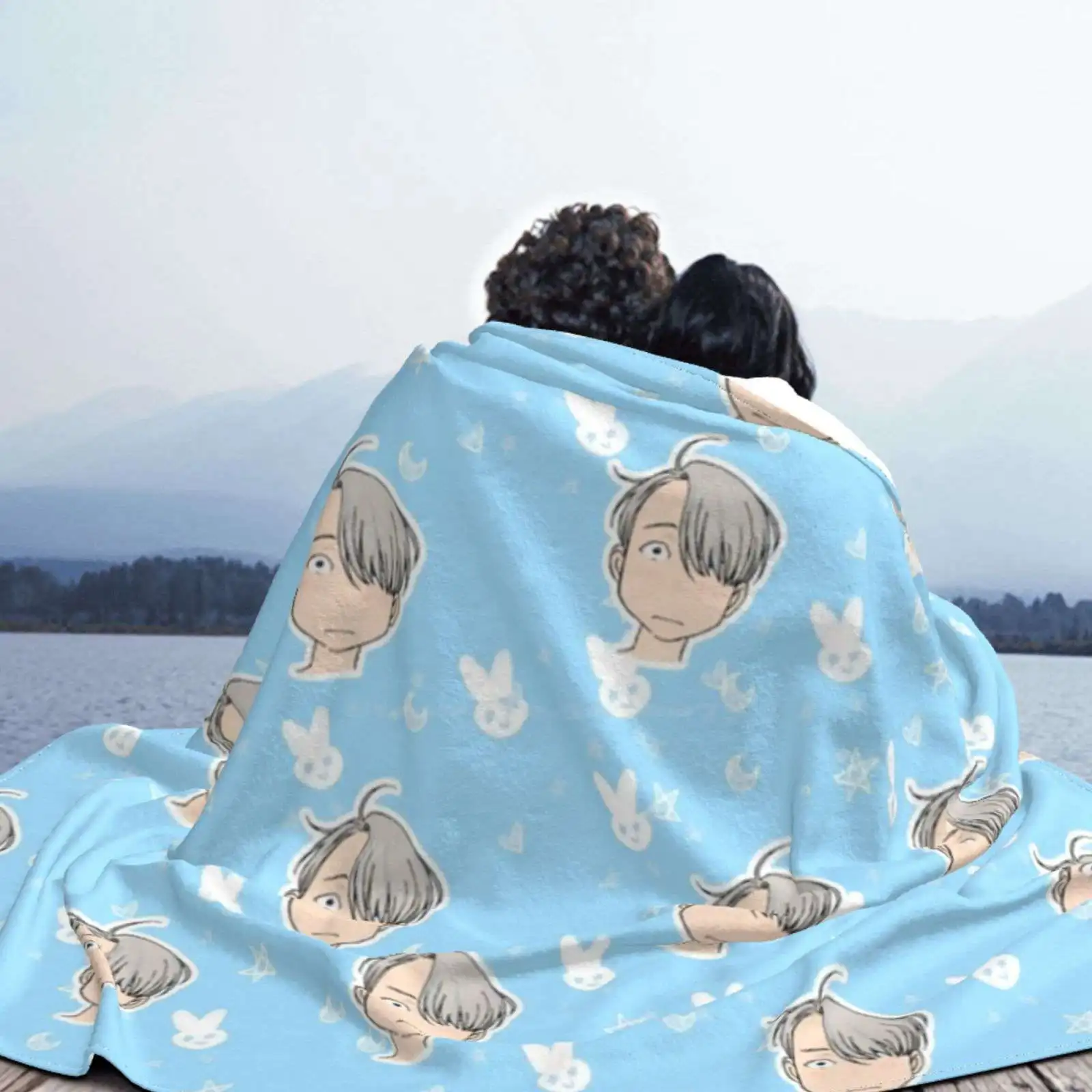 Мини Никифоров (синий) Лохматый плед Мягкое теплое одеяло