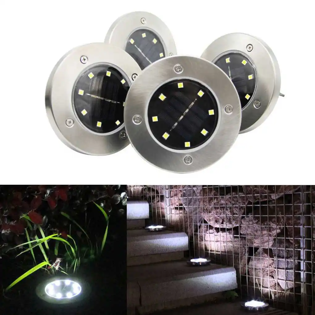 

8 LED Solar Garden Light IP65 Waterproof Solar Lawn Yard Led Night Light Outdoor PathWay Floor Buried Under Ground Spot Lamp
