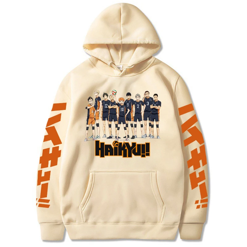 

Haikyuu Anime Hip Hop Karasuno Kageyama Print Hoodies for Men Oversized Sweatshirts Autumn Winter Fleece Cloth Casual Streetwear