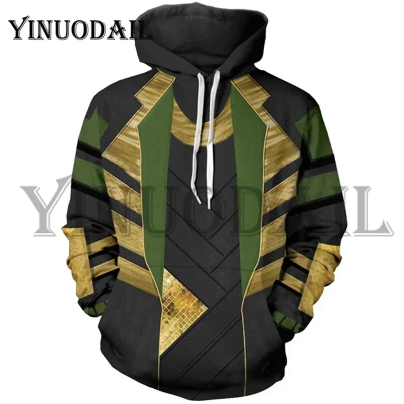 Новинка 2025 года мужская толстовка с капюшоном YINUODAIL Superhero Loki Мстители 3D костюм для