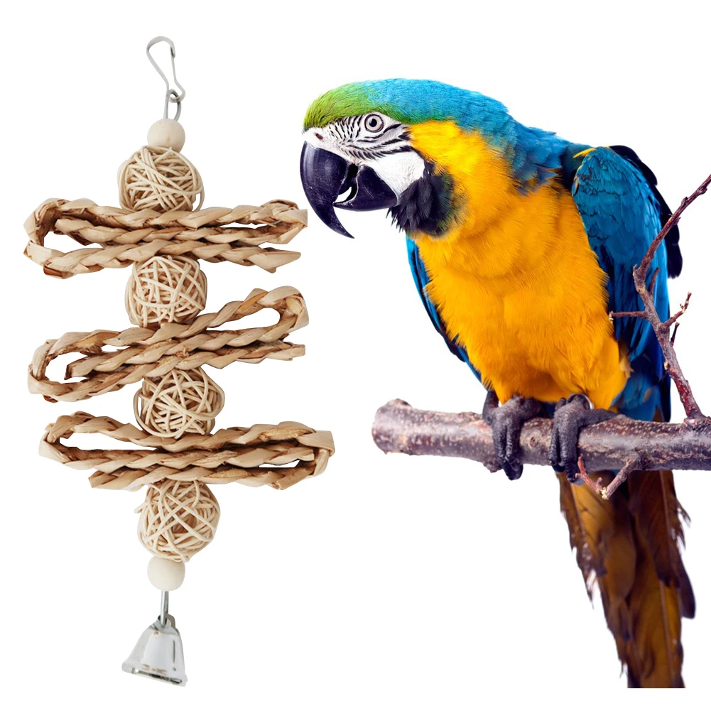 

1 шт., деревянная Жевательная клетка с колокольчиком