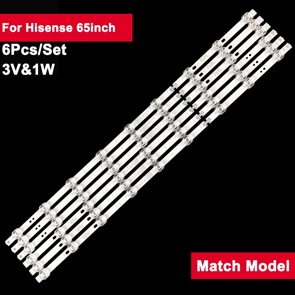 

6 шт. 618 мм Подсветка телевизора для Hisense 65 дюймов L.D65091330-003AS-M_V02 65Q7300U 65R6E3 65H6570G 65R6090G 65E3D-M HZ65A55E 65A52E
