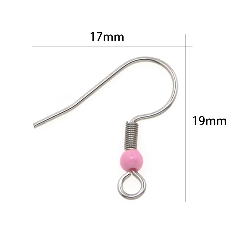 50PCS Stainless Steel Earrings Hook Ear Wire Findings DIY Jewelry For Women Colorful Beads Earrings Making Accessories Wholesale
