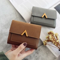 fashion womens short wallets pu leather matte high capacity casual coin purse money bag hasp clutch card holder clip wallet