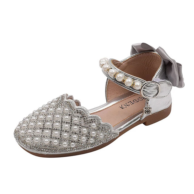 

Сандалии для девочек на мягкой подошве, с жемчугом и бантом